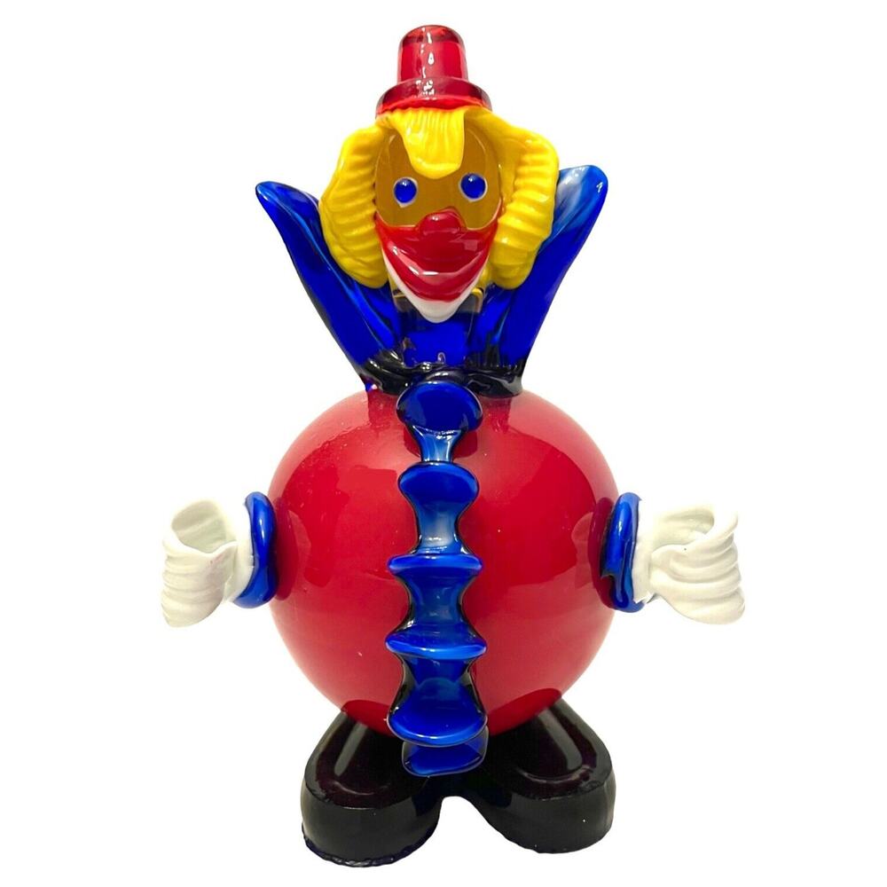 Murano Glass Clown Figurine Italy Art Ball Belly Fratelli Pitau Sculpture Vtg